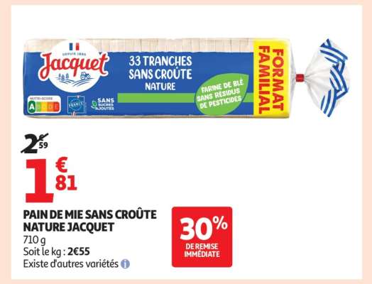 Pain De Mie Sans Croûte Nature Jacquet