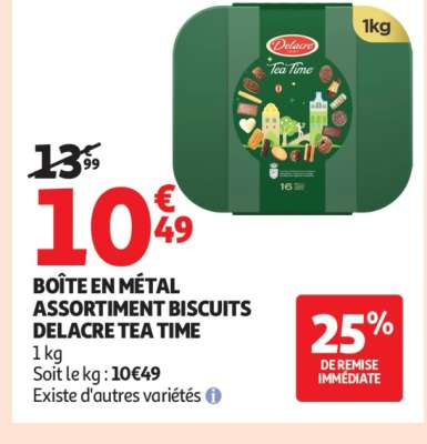 BOÎTE EN MÉTAL ASSORTIMENT BISCUITS DELACRE TEA TIME