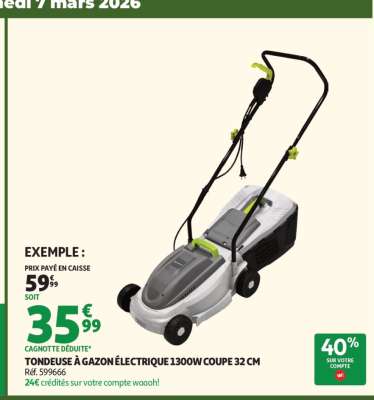 TONDEUSE À GAZON ÉLECTRIQUE 1300W COUPE 32 CM