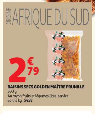 RAISINS SECS GOLDEN MAÎTRE PRUNILLE