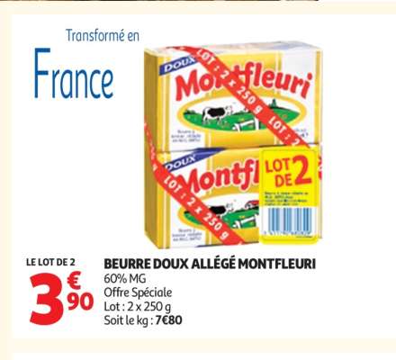 BEURRE DOUX ALLÉGÉ MONTFLEURI