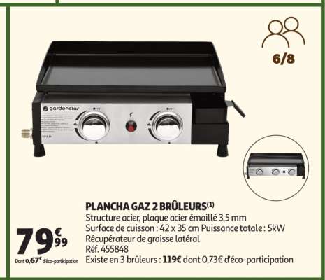 Plancha Gaz 2 Brûleurs