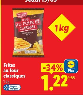 Frites au four classiques
