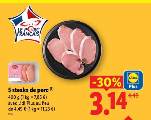5 steaks de porc