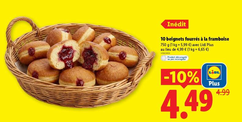 10 beignets fourrés à la framboise