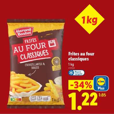 Frites au four classiques