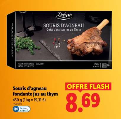 Souris d'agneau fondante jus au thym