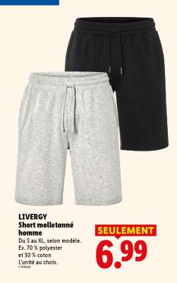 LIVERGY Short molletonné homme