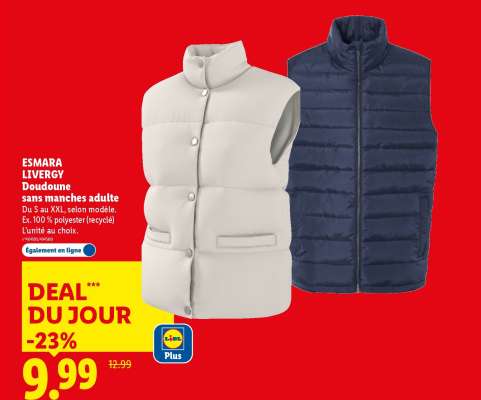 ESMARA LIVERGY Doudoune sans manches adulte