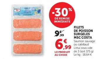 Filets de poisson surgelés MSC Costa