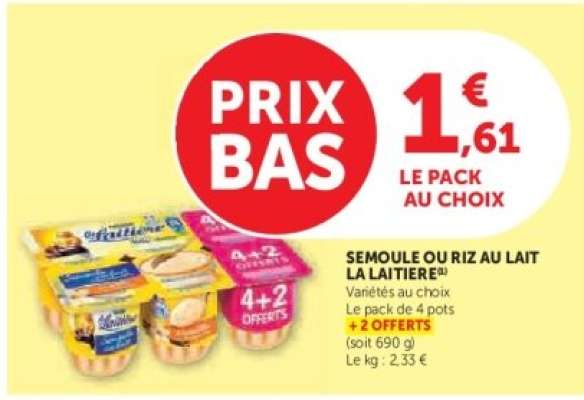 Semoule ou Riz au Lait La Laitière