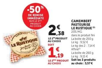 Camembert Pasteurisé Le Rustique
