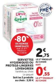 SERVIETTES HYGIÉNIQUES OU PROTÈGE-LINGERIES LOVE&GREEN