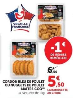 Cordon Bleu de Poulet ou Nuggets de Poulet Maître CoQ