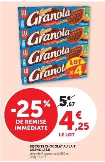 Biscuits Chocolat au Lait Granola LU