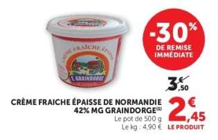 CRÈME FRAICHE ÉPAISSE DE NORMANDIE 42% MG GRAINDORGE