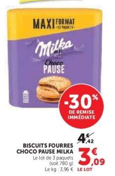 Biscuits Fourrés Choco Pause Milka