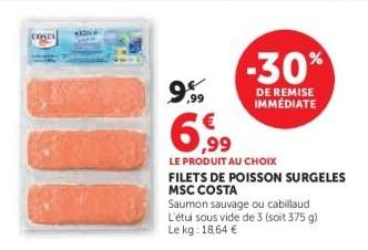 Filets de poisson surgelés MSC Costa