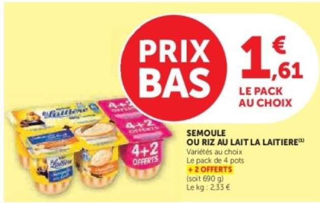 Semoule ou Riz au Lait La Laitière