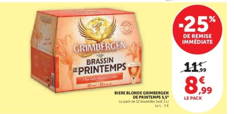 BIERE BLONDE GRIMBERGEN DE PRINTEMPS 5,5°