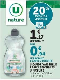 LIQUIDE VAISSELLE PEAUX SENSIBLES U NATURE