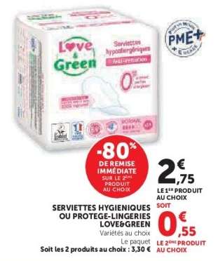 SERVIETTES HYGIÉNIQUES OU PROTÈGE-LINGERIES LOVE&GREEN