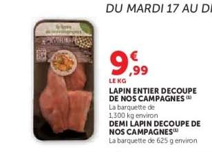 LAPIN ENTIER DECOUPE DE NOS CAMPAGNES