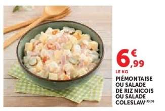 PIÉMONTAISE OU SALADE DE RIZ NICOIS OU SALADE COLESLAW