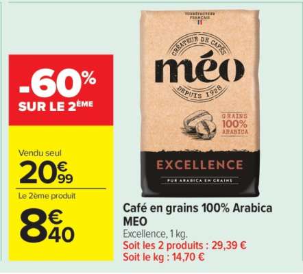 Café en grains, 100% Arabica MEO