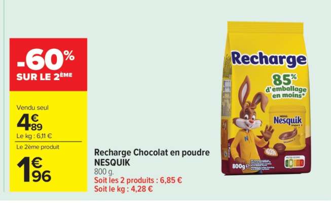 RECHARGE CHOCOLAT EN POUDRE “NESQUIK”