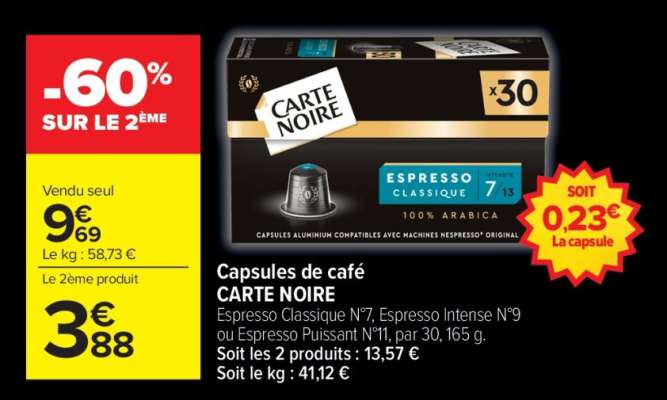 Capsules De Café Carte Noire