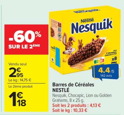 BARRES DE CÉRÉALES NESTLE