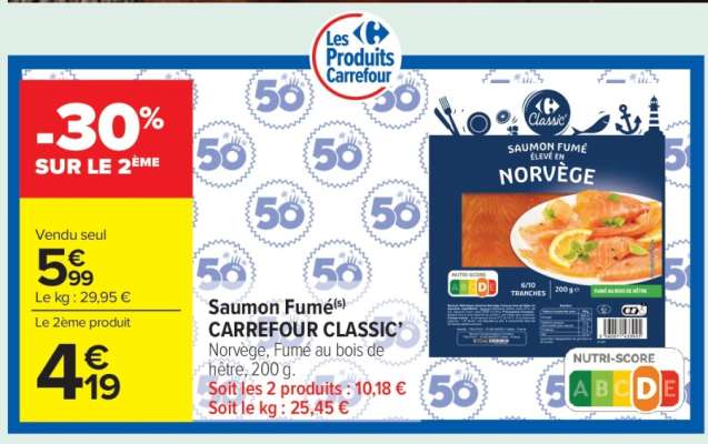 Saumon fumé CARREFOUR CLASSIC'