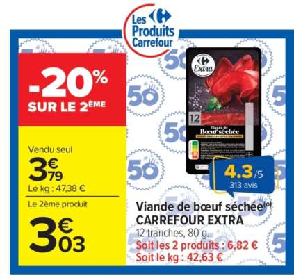 Viande de bœuf séchée CARREFOUR EXTRA