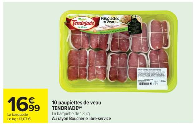 10 paupiettes de veau TENDRIADE