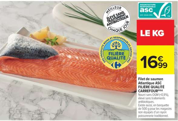 Filet de saumon Atlantique ASC FILIERE QUALITE CARREFOUR