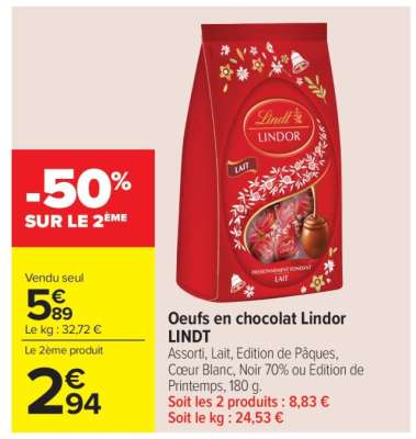 Oeufs en chocolat Lindor LINDT