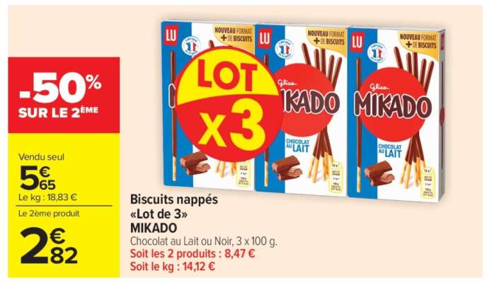 Biscuits nappés «Lot de 3» MIKADO