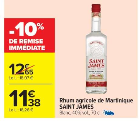 Rhum agricole de Martinique SAINT JAMES