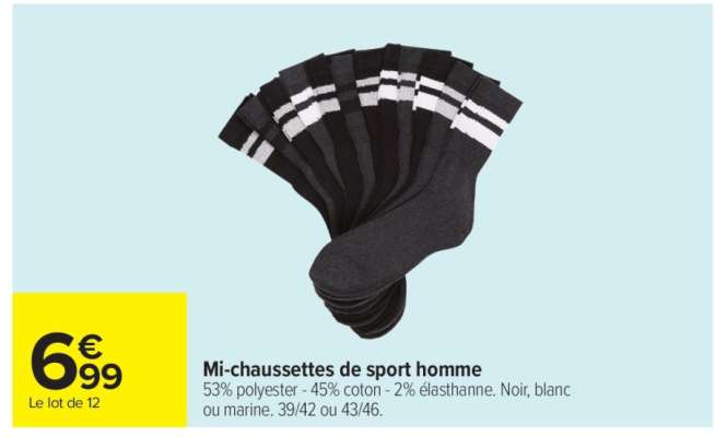 Mi-chaussettes de sport homme