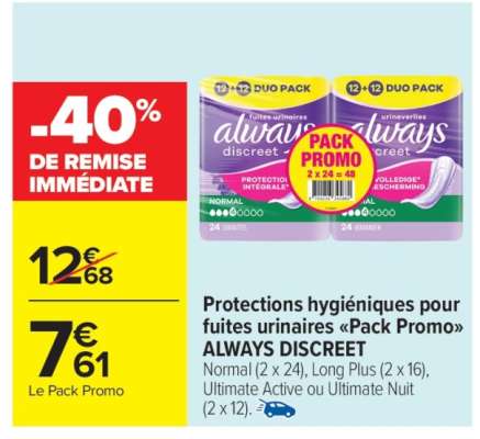 ALWAYS DISCREET Pack Promo