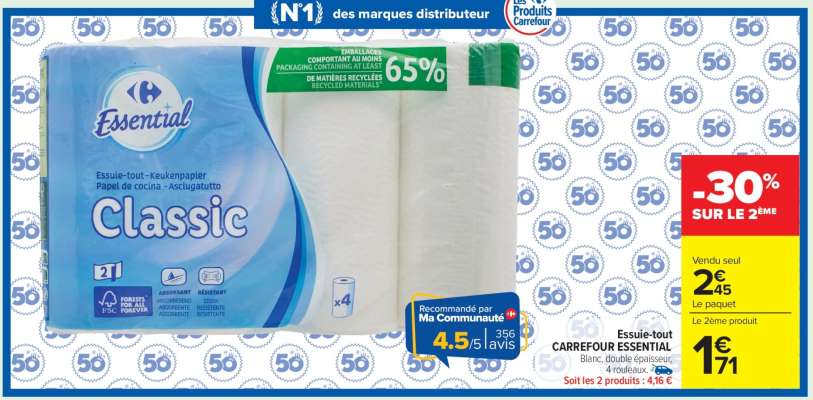 Essuie-tout CARREFOUR ESSENTIAL