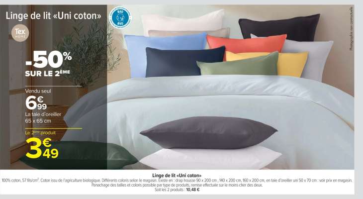 Linge de lit ''Uni coton''