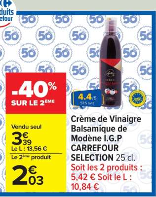 Crème de Vinaigre Balsamique de Modène I.G.P CARREFOUR SELECTION 25 cl