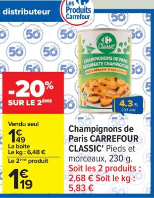 Champignons de Paris CARREFOUR CLASSIC'