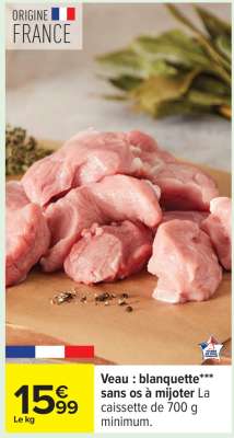 Veau : blanquette*/** sans os à mijoter