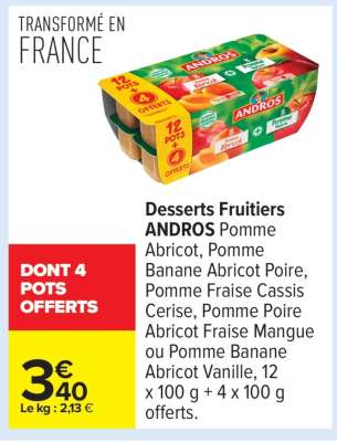 Desserts fruitiers ANDROS