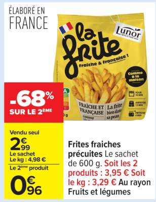 Frites fraiches précuites