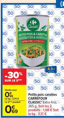 Petits pois carottes CARREFOUR CLASSIC'