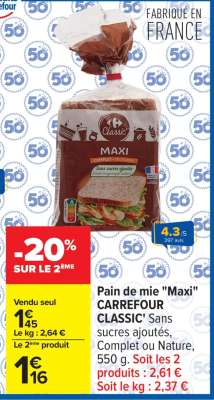 Pain de mie MAXI Carrefour Classic